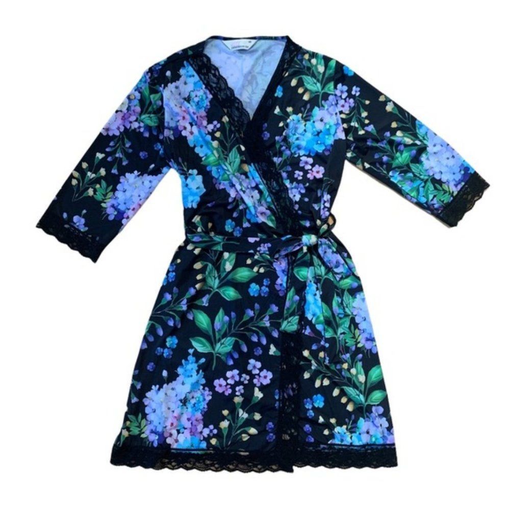 Black Floral Peter Alexander Robe Size XS